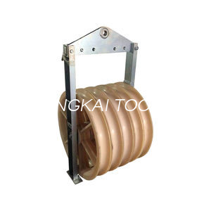 လျှပ်စစ်တည်ဆောက်မှုအတွက် 508mm 3-Wheel Nylon Double Sheave Pulley Block