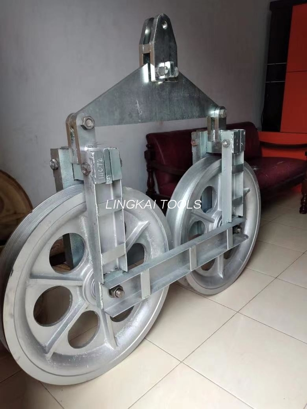 ဓာတ်အားလိုင်းတည်ဆောက်မှုအတွက် Single Conductor Tandem Sheaves Stringing Blocks