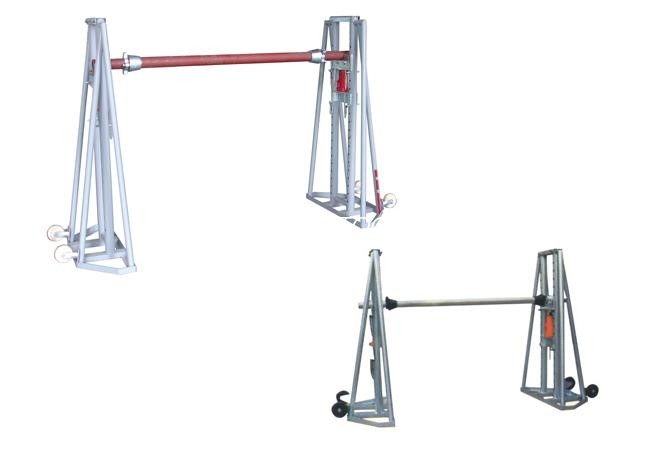 20 Ton Reel Drum Stands သည် အခြေခံ ဆောက်လုပ်ရေး ကိရိယာများ၊ ဟိုက်ဒရောလစ် ရစ်ပတ်ဓာတ်လှေကား